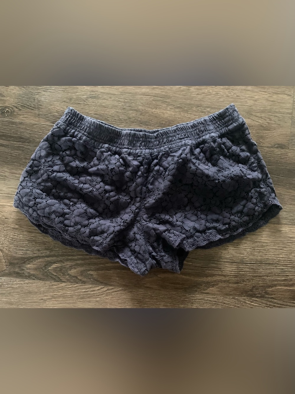 Talula Dark Navy Floral Lace Shorts